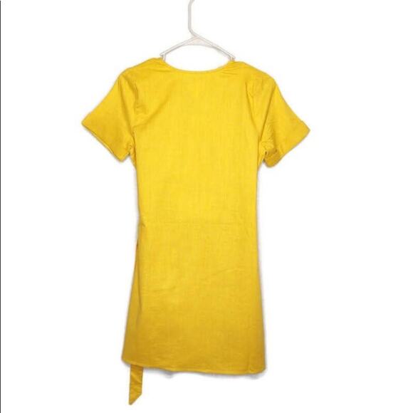 The Drop Paola Alberdi yellow saffron wrap mini dress - Picture 6 of 10